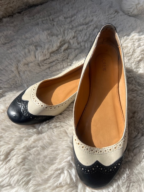 J. Crew Shoes - J. Crew Two-Tone Black and Cream Wingtip Ballet Flats